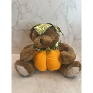 Godiva Brown Bear Pumpkin 8" Plush Halloween Holiday Stuffed Animal Toy